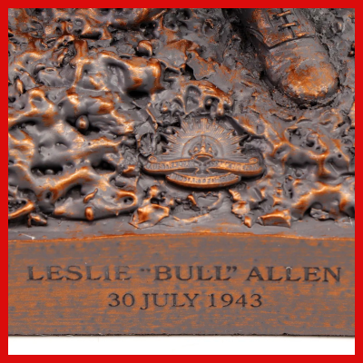 Gifts Actually - Australian Army Figurine - Leslie Bull Allen Spirit of Mateship - Closeup of Anzac badge