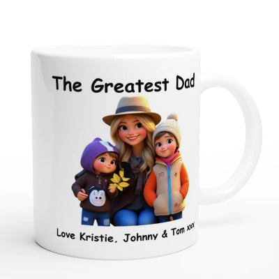 Gifts Actually - Personalised 3D Cartoon Style Photo Mug – Custom Gift for Dad