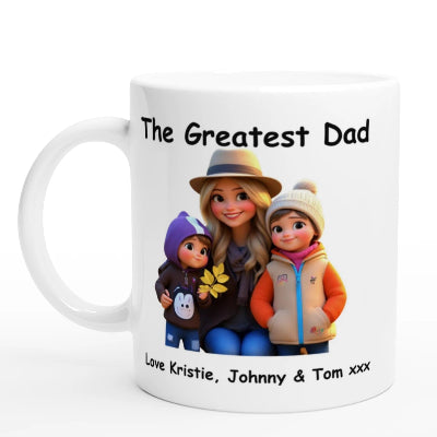 Gifts Actually - Personalised 3D Cartoon Style Photo Mug – Custom Gift for Dad