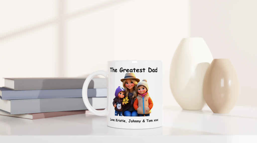 Gifts Actually - Personalised 3D Cartoon Style Photo Mug – Custom Gift for Dad