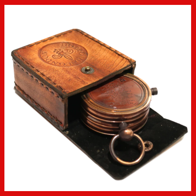 Gifts Actually - Replica Dollond Copper 55mm Pocket Compass with leather case