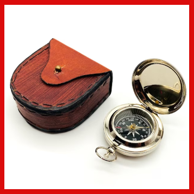 Gifts Actually - Nickel Flip Cover 45mm Pocket Compass