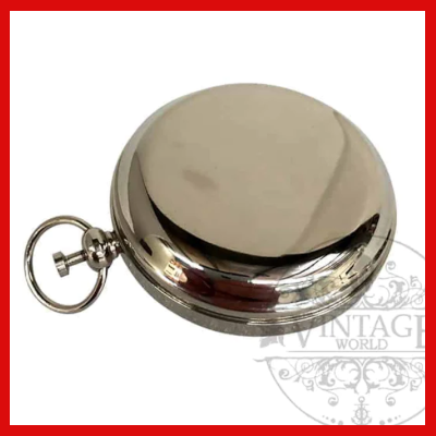 Gifts Actually - Nickel Flip Cover 45mm Pocket Compass closed view