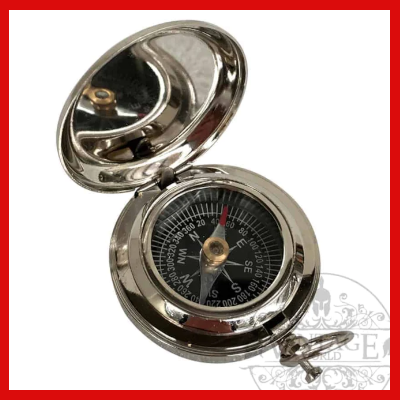 Gifts Actually - Nickel Flip Cover 45mm Pocket Compass - Alternate dial view
