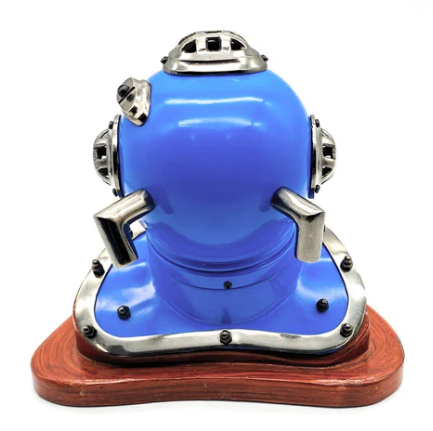 Gifts Actually - US Navy Mark V Diving Helmet Miniature 230mm - Blue - Rear vew