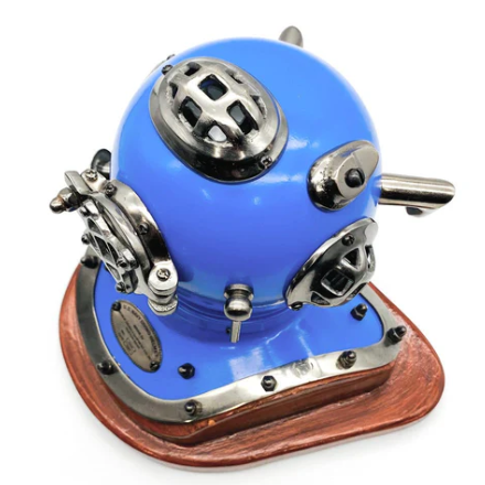 Gifts Actually - US Navy Mark V Diving Helmet Miniature 230mm - Blue - Top View