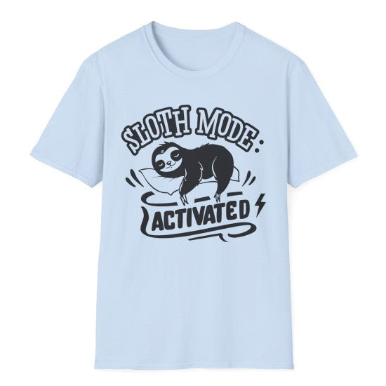 Gifts Actually - Unisex Softstyle T-Shirt - Sloth Mode Activated - Sky Blue