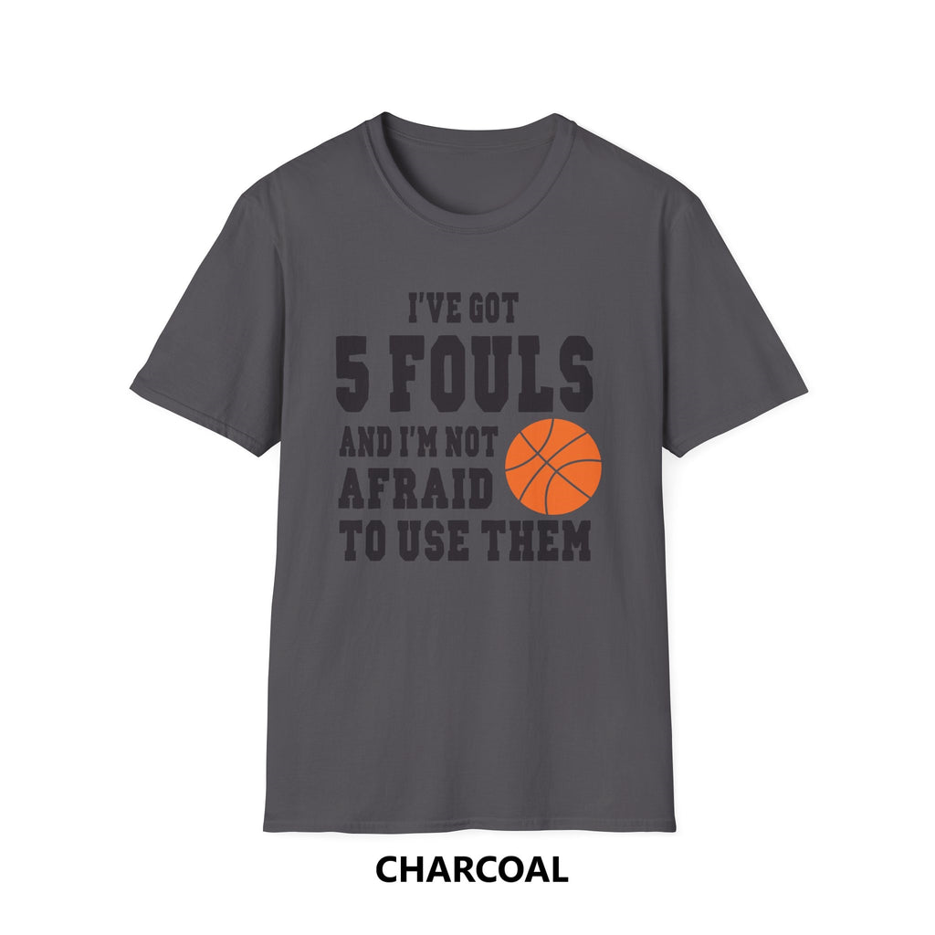 Gifts Actually - Unisex Softstyle T-Shirt - Basketball - 5 Fouls - Charcoal