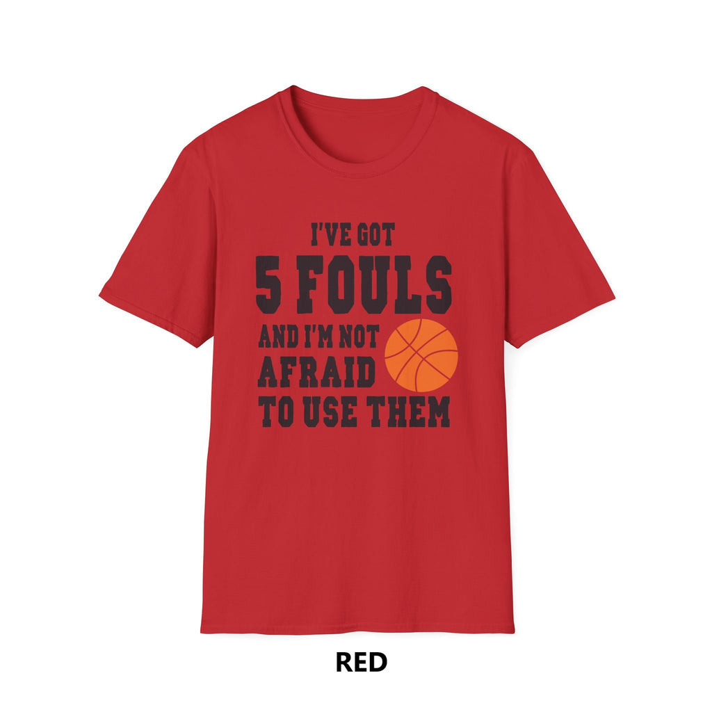 Gifts Actually - Unisex Softstyle T-Shirt - Basketball - 5 Fouls -  red