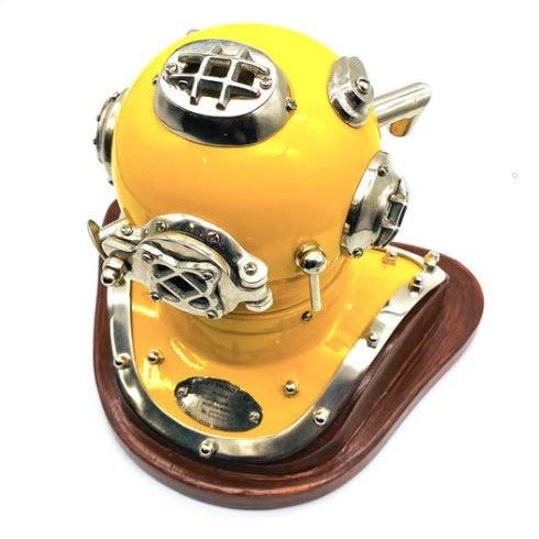 Gifts actually - US Navy Mark V Diving Helmet Miniature 230mm - Yellow - Alternate top view