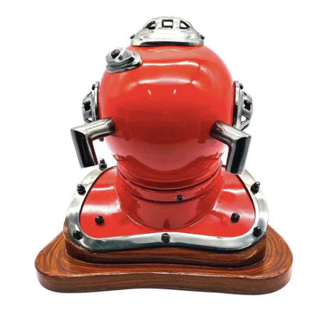 Gifts Actually - US Navy Mark V Diving Helmet Miniature 230mm - Red - Back view
