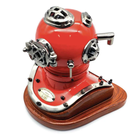 Gifts Actually - US Navy Mark V Diving Helmet Miniature 230mm - Red - Angled view