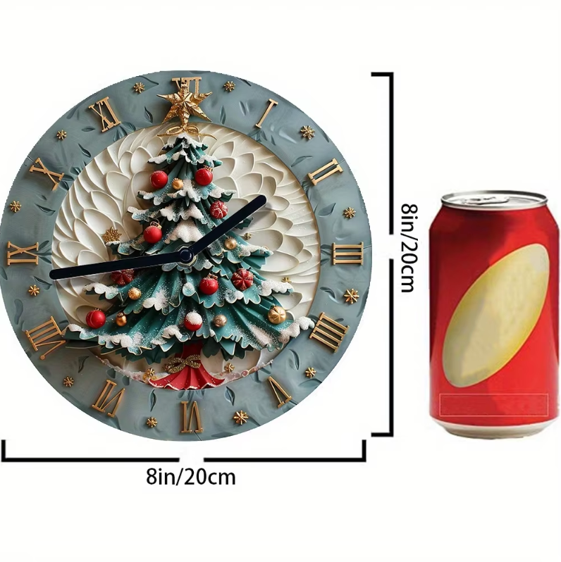 Gifts Actually - Christmas Tree Wall Clock (Snowy) - Dimensions