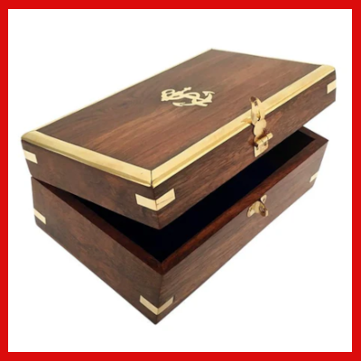 Gifts Actually - Wooden Jewellery Box - Brass trim