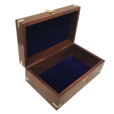 Gifts Actually - Wooden Jewellery Box - Brass trim