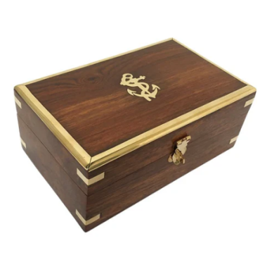 Gifts Actually - Wooden Jewellery Box - Brass trim