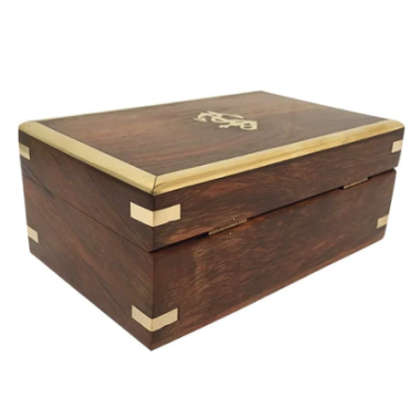 Gifts Actually - Wooden Jewellery Box - Brass trim