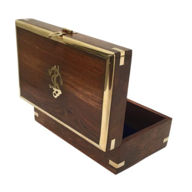 Gifts Actually - Wooden Jewellery Box - Brass trim