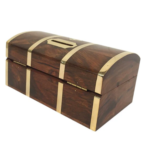 Gifts Actually - Wooden Treasure Chest Money Box