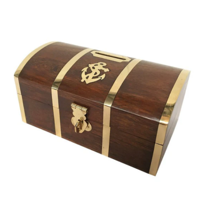 Gifts Actually - Wooden Treasure Chest Money Box