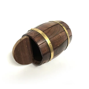 Gifts Actually - Wooden Wine Barrel Money Box