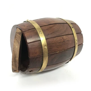 Gifts Actually - Wooden Wine Barrel Money Box