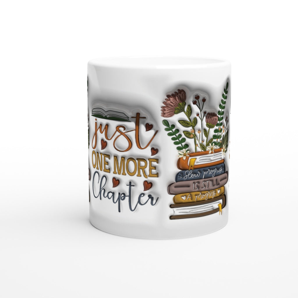 Gifts Actually - 3D Book/Reading design  - White 11oz Ceramic Mug -  front view