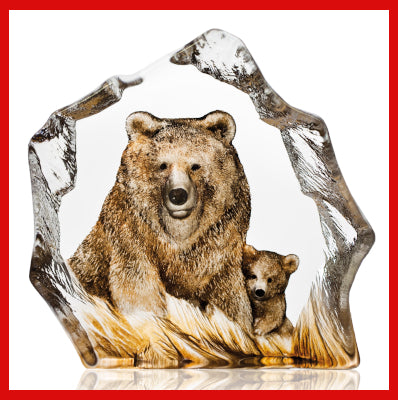 Gifts Actually - Mats Jonasson Crystal - Brown Bear (w/cub) (33889). 