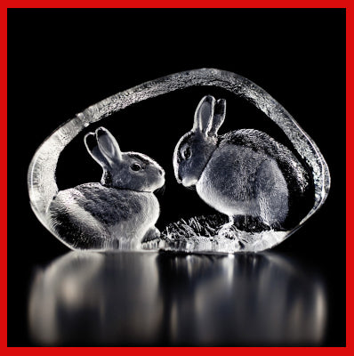 Gifts Actually - Mats Jonasson Crystal - Pair of Rabbits (34008)