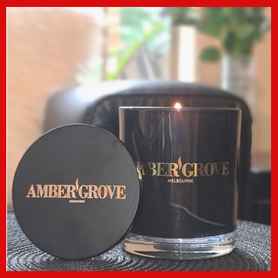 Gifts Actually - Amber Grove Soy Wax Candle -Black Candle Design