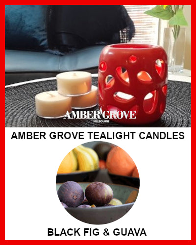 Gifts Actually - Amber Grove Scented Tealight Candle - Black Fig and Guava