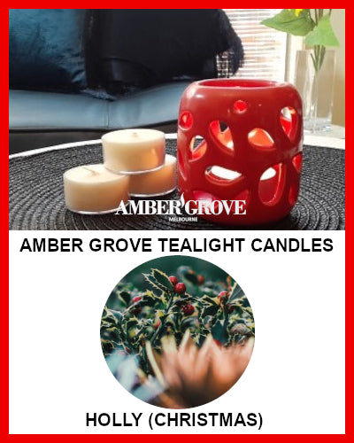 Gifts Actually - Amber Grove Scented Tealight Candle - Christmas Holly