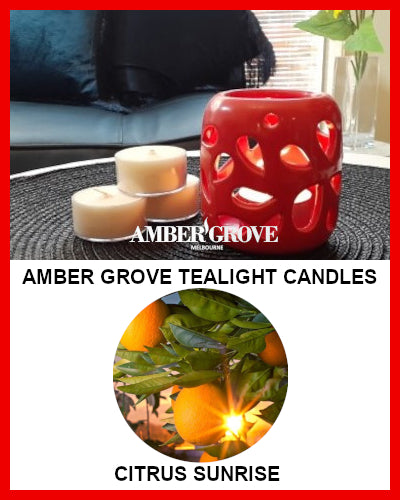 Gifts Actually - Amber Grove Soy Wax Tealight Candle - Citrus Sunrise