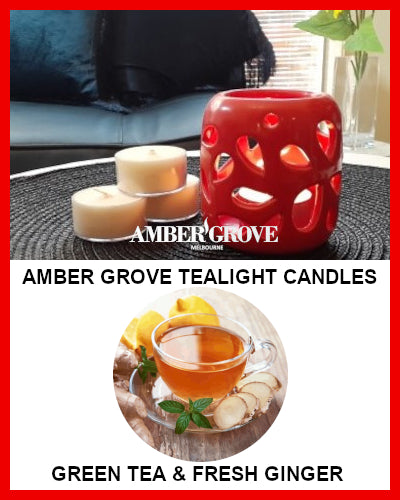 Gifts Actually - Amber Grove Scented Tealight Candle - Green Tea and Fresh Ginger