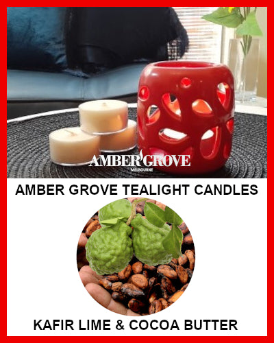 Gifts Actually - Amber Grove Scented Tealight Candle - Kaffir Lime and Cocoa Butter