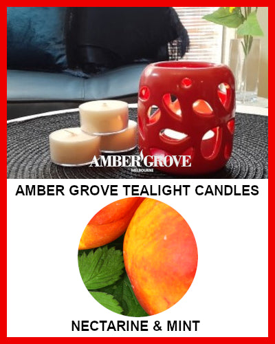 Gifts Actually - Amber Grove Scented Tealight Candle - Nectarine and Mint