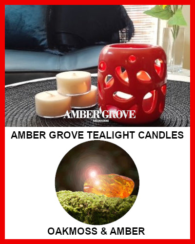 Gifts Actually - Amber Grove Scented Tealight Candle - Oakmoss and Amber