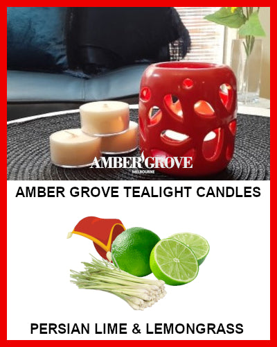 Gifts Actually - Amber Grove Scented Tealight Candle - Persian Lime and Lemongrass