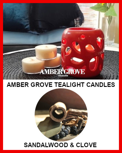 Gifts Actually - Amber Grove Scented Tealight Candle - Sandalwood and Clove