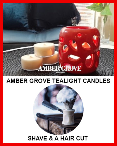 Gifts Actually - Amber Grove Scented Tealight Candle - Shave and a Hair Cut
