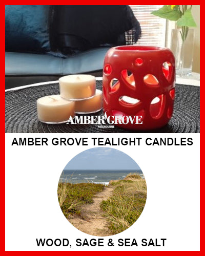 Gifts Actually - Amber Grove Scented Tealight Candle - Wood Sage and Sea Salt