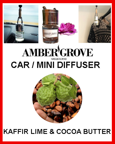 Gifts Actually - Amber Grove - Mini Car Diffuser - Kaffir Lime and Cocoa Butter Fragrance