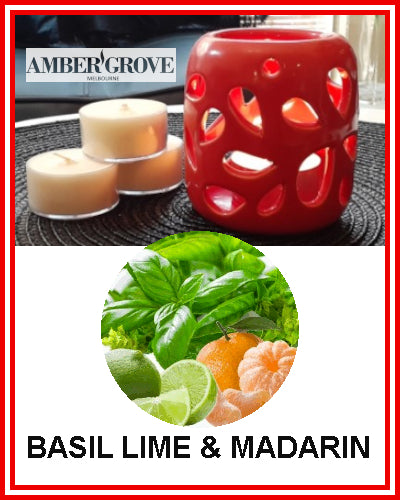 Gifts Actually - Amber Grove Soy Wax Tealight Candle - Basil, Lime and Mandarin