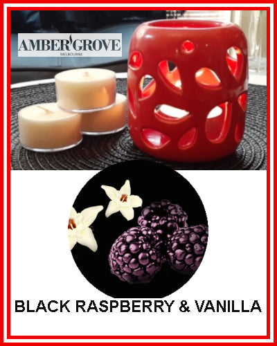Gifts Actually - Amber Grove Soy Wax Tealight Candle - Black Raspberry and Vanilla