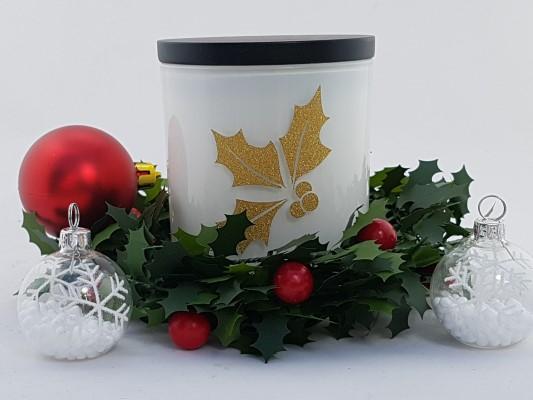 Amber Grove - Soy Wax Candle - Christmas - Holly Design