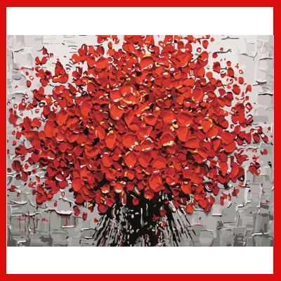 Gifts Actually - Paint By Numbers - (DIY Paint kit) -  Red Flowers (Col/BW)