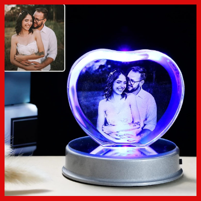 Gifts Actually - Personalised Digital Image Glass Photo Frame - With Light Stand