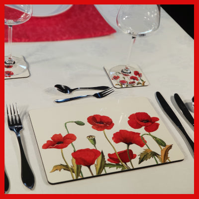 Gifts Actually - Placemat/Coaster - Floral Collection - Poppy design