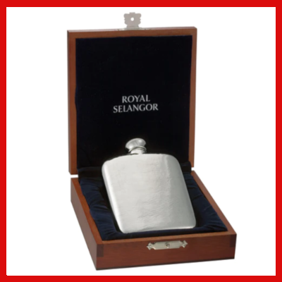 Gifts Actually - Royal Selangor 140ML Impression Hip Flask  - Wooden Gift Box