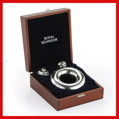Gifts Actually - Royal Selangor Pewter- Lifesaver Hip Flask in Wooden Gift Box 